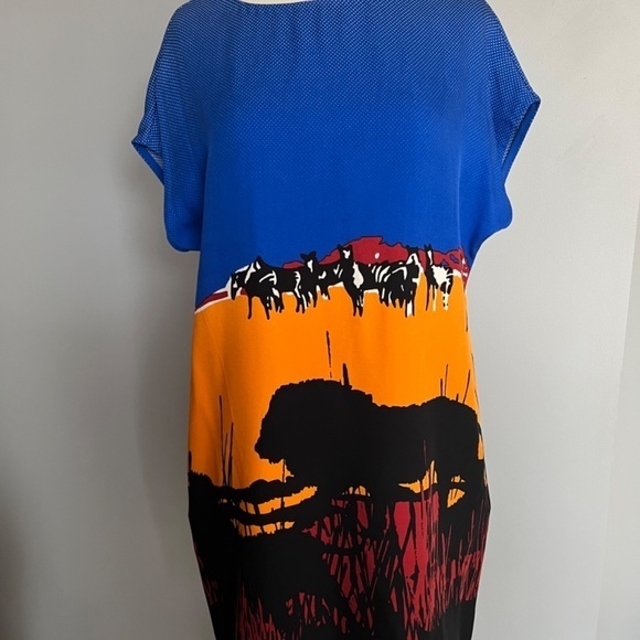 Diane von Furstenberg Harriet Runway Lion Landscape Print Shift Cocktail‎ Dress - Picture 9 of 16